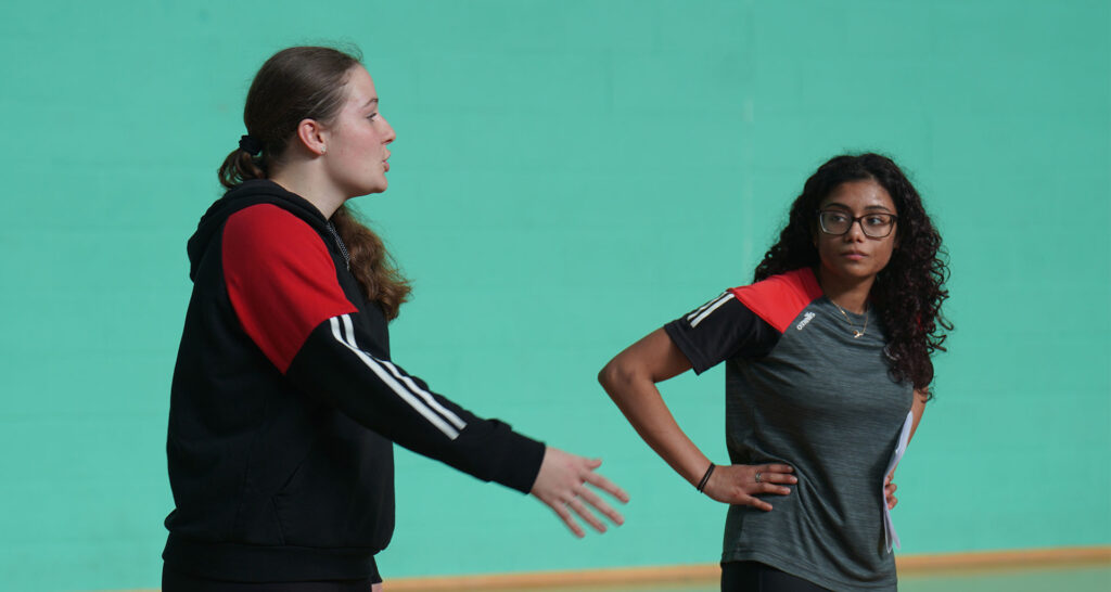 Students in a sport and exercise lesson